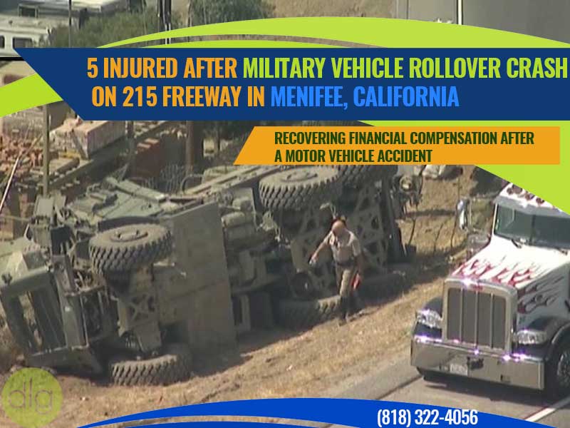 5 Injured After Military Vehicle Rollover Crash on 215 Freeway