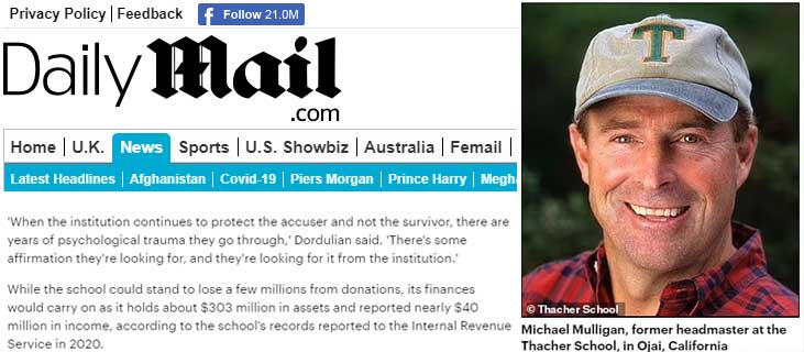 DLG’s founder, Sam Dordulian, featured by international media outlet, The Daily Mail, discussing the Thacher School sexual abuse scandal. 
