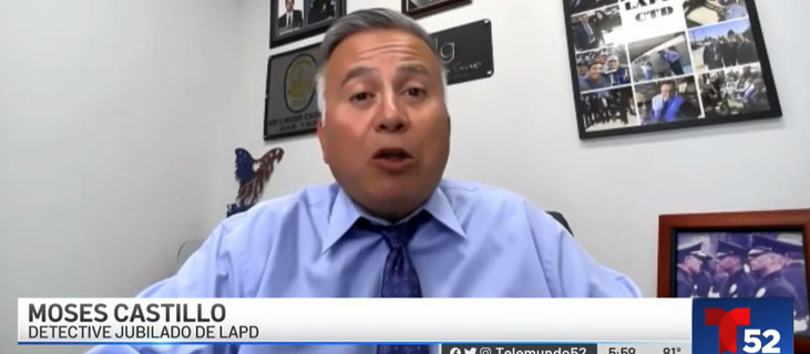 DLG’s Chief Investigator, former LAPD Detective Moses Castillo, featured on Telemundo 52 discussing a local car accident.