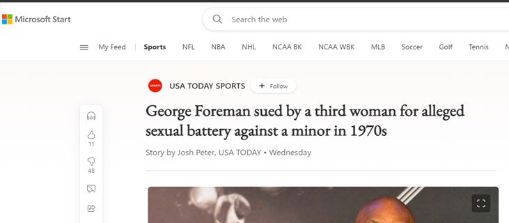 Sam Dordulian and DLG’s child sexual abuse lawsuits against boxer George Foreman featured in MSN story.
